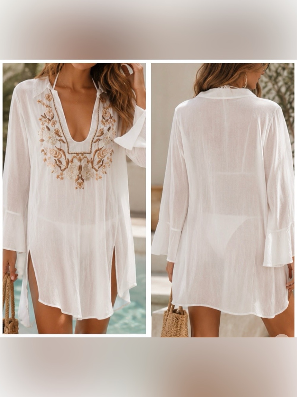 💥Free People Boho
Embroidered Sheer Tunic
Dress/ Cover Up Small